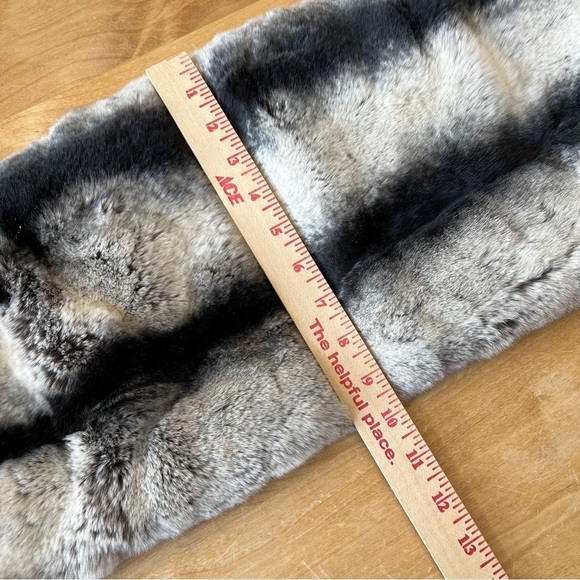 LUISA SPAGNOLI RABBIT FUR SCARF SILK LINED ADJ TIE FRONT OLD MONEY ELEGANT VTG - Picture 9 of 12